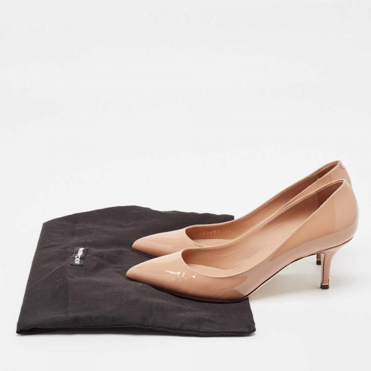 Pre Owned Dolce & Gabbana Beige Patent Pointed Toe Pumps Size 37