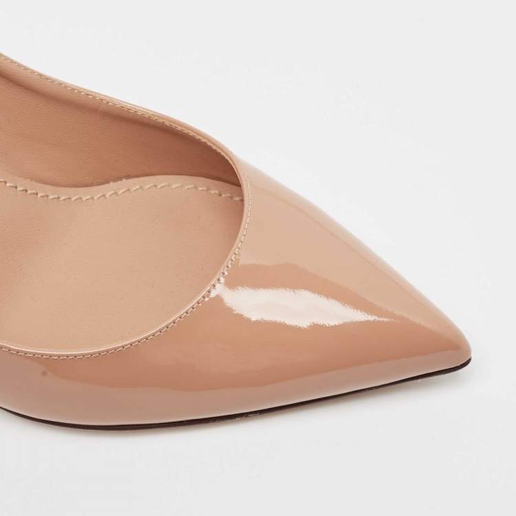 Pre Owned Dolce & Gabbana Beige Patent Pointed Toe Pumps Size 37