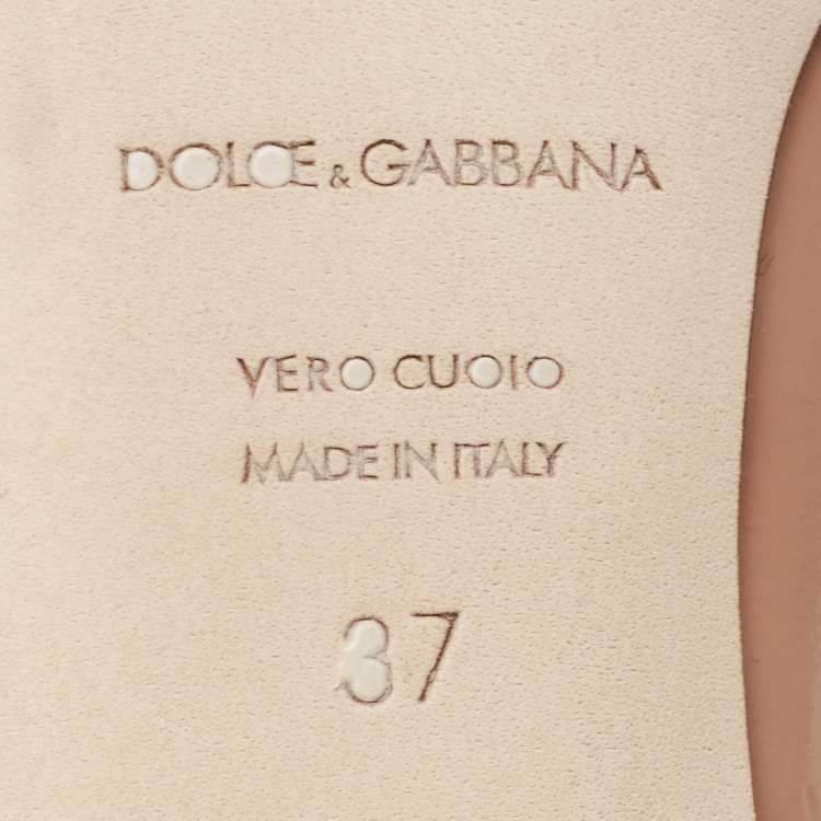 Pre Owned Dolce & Gabbana Beige Patent Pointed Toe Pumps Size 37