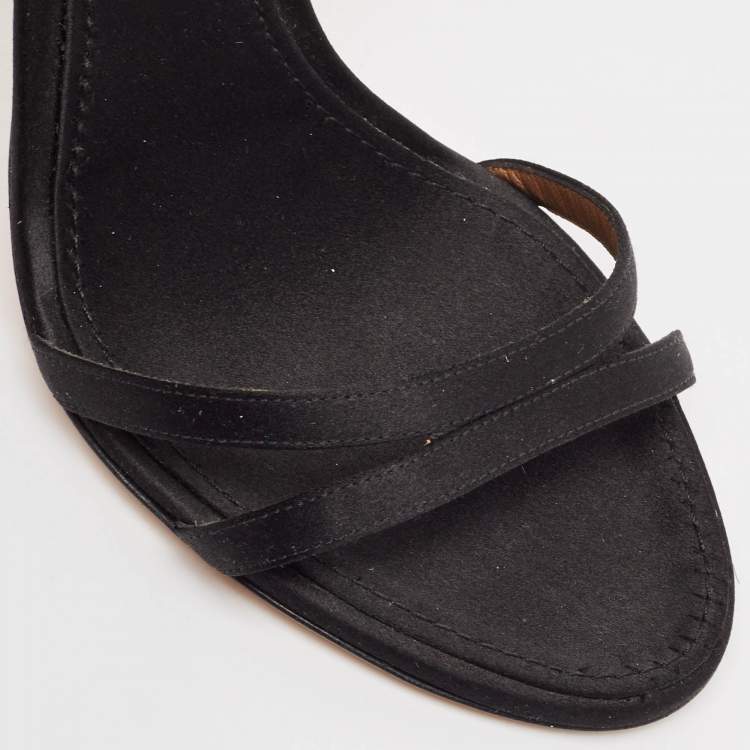 Pre Owned Dolce & Gabbana Black Satin Ankle Strap Sandals Size 39