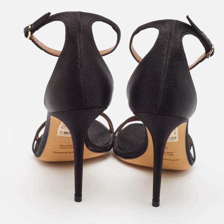 Pre Owned Dolce & Gabbana Black Satin Ankle Strap Sandals Size 39