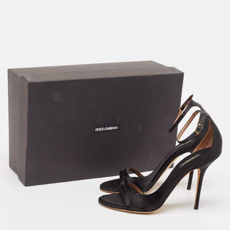 Pre Owned Dolce & Gabbana Black Satin Ankle Strap Sandals Size 39