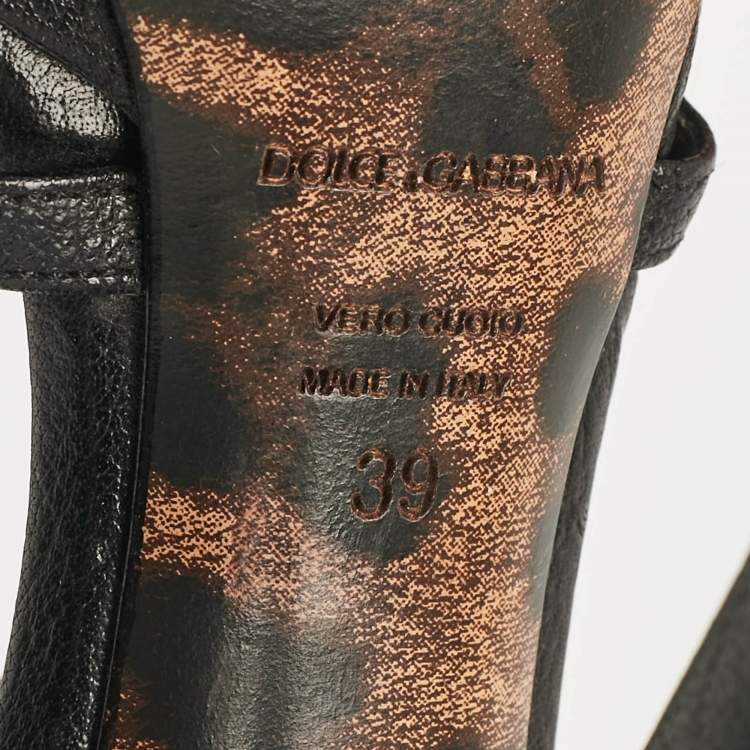 Pre Owned Dolce & Gabbana Black Leather Strappy Sandals Size 39