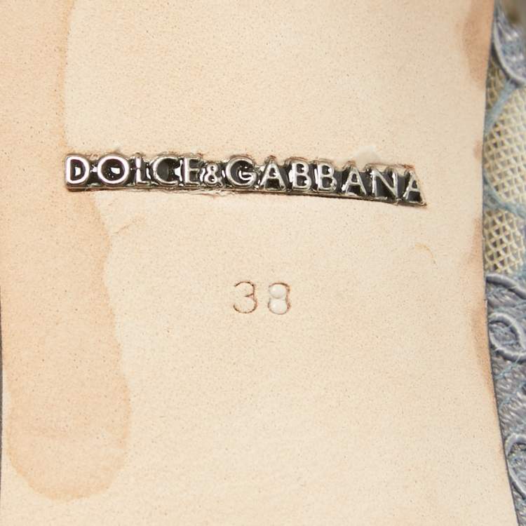 Pre Owned Dolce & Gabbana Grey Lace Bellucci Pumps Size 38