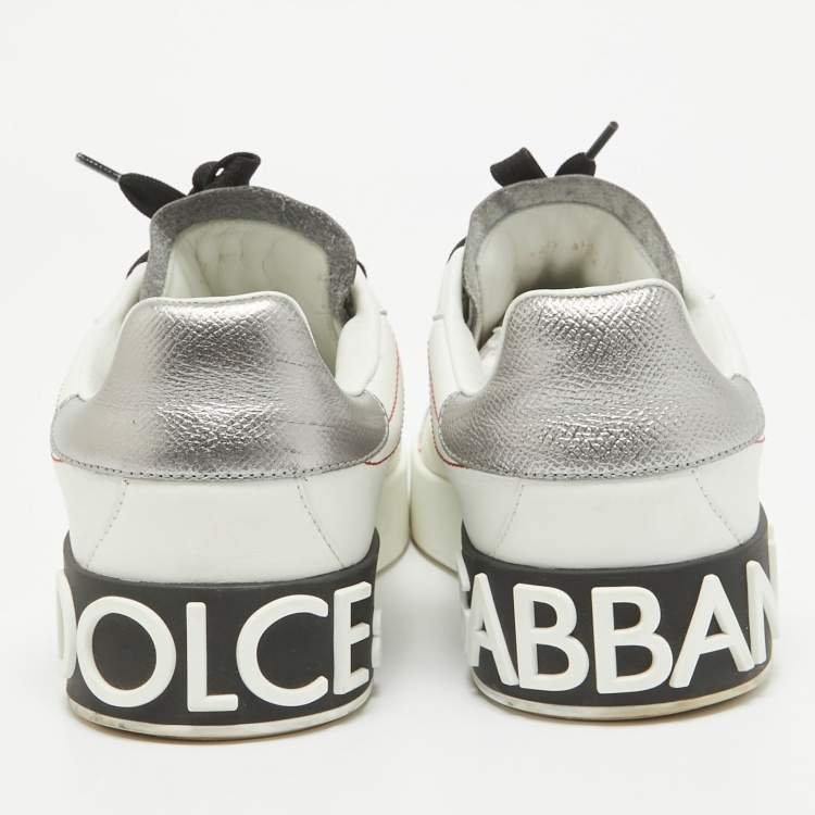 Pre Owned Dolce & Gabbana White Leather Portofino Lace Up Sneakers Size 38