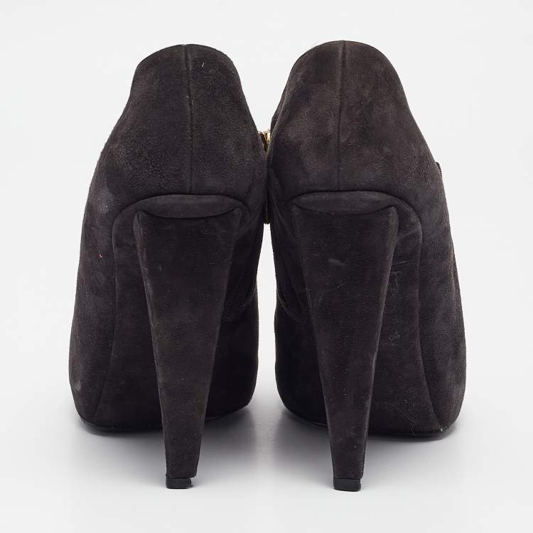 Pre Owned Dolce & Gabbana Grey Suede Ankle Length Boots Size 40