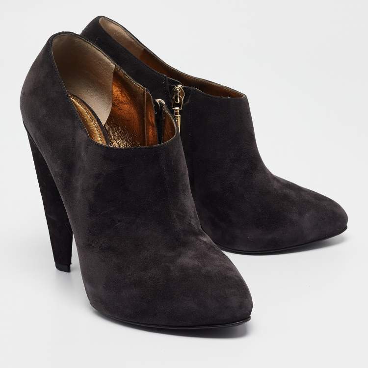 Pre Owned Dolce & Gabbana Grey Suede Ankle Length Boots Size 40