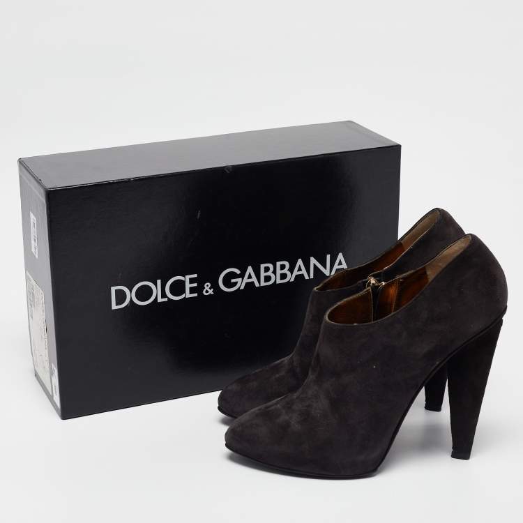 Pre Owned Dolce & Gabbana Grey Suede Ankle Length Boots Size 40