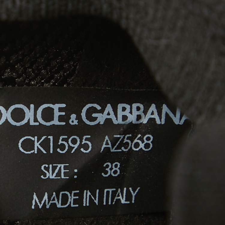 Pre Owned Dolce & Gabbana Black Knit Fabric Sorrento Slip On Sneakers Size 38