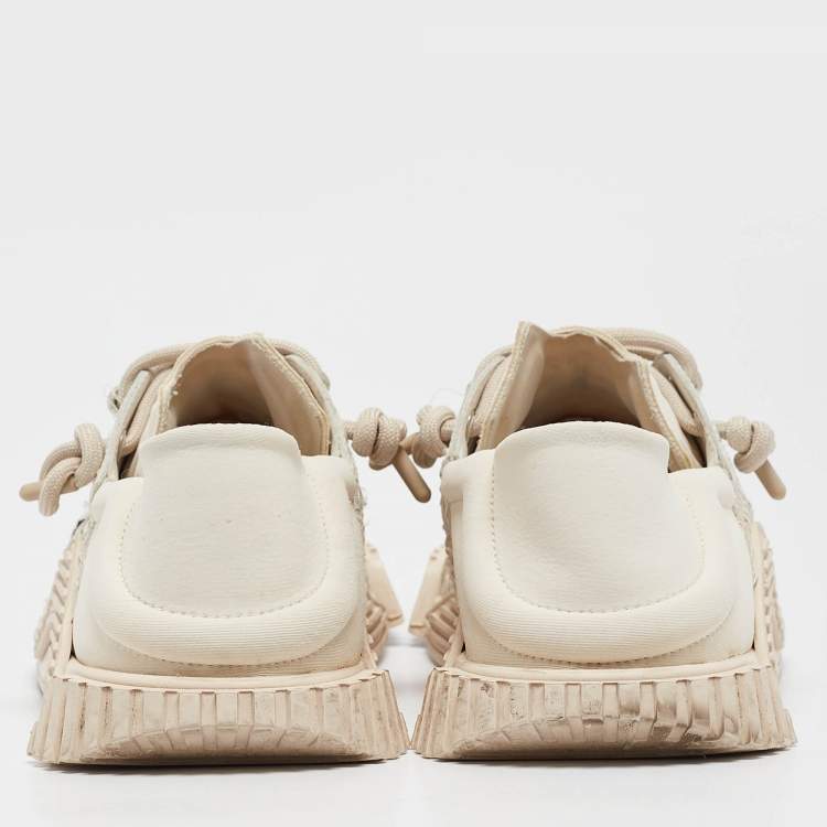 Pre Owned Dolce & Gabbana Cream/Pink Lace and Neoprene NS1 Sneakers Size 41