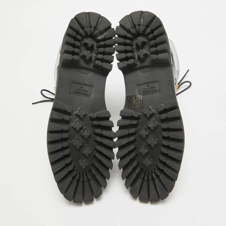 Pre Owned Dolce & Gabbana Black Leather Combat Boots Size 39