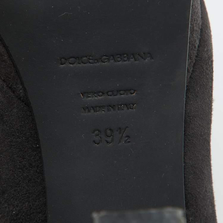 Pre Owned Dolce & Gabbana Black Suede Platform Pumps Size 39.5