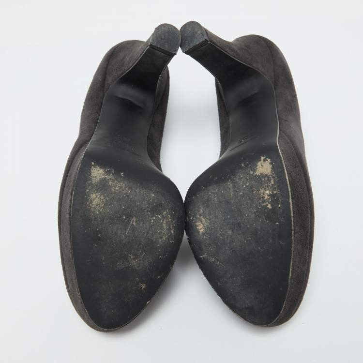 Pre Owned Dolce & Gabbana Black Suede Platform Pumps Size 39.5