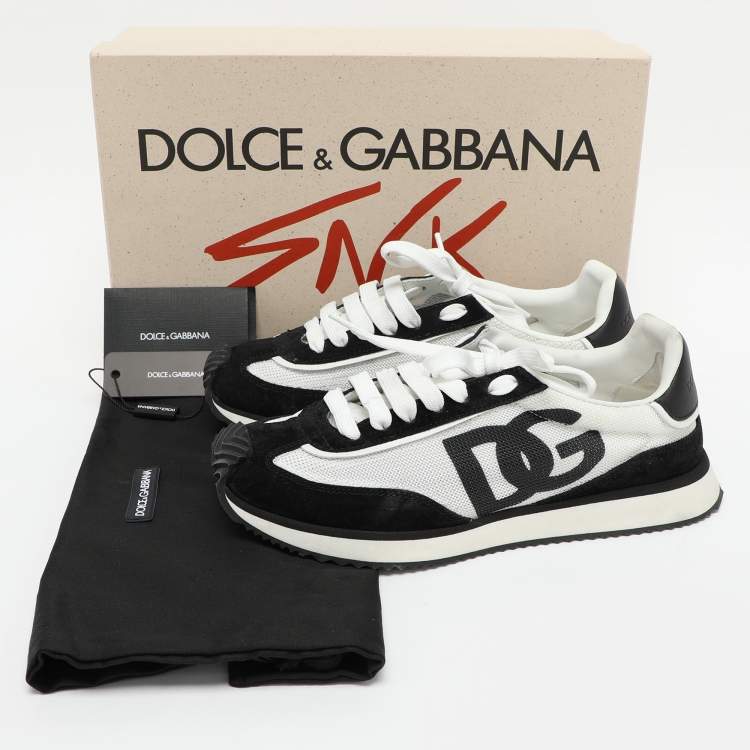 Pre Owned Dolce & Gabbana Black Mesh and Suede Low Top Sneakers Size 38
