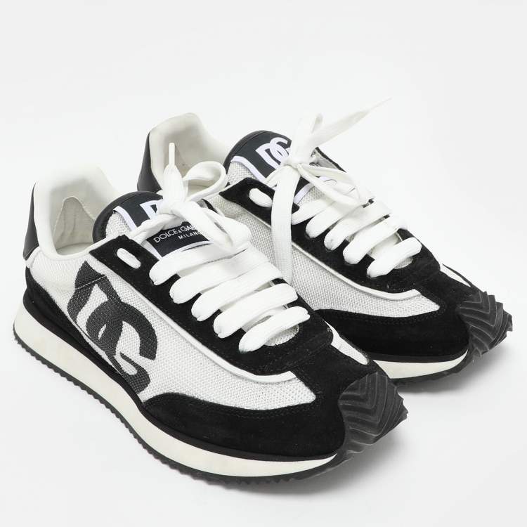Pre Owned Dolce & Gabbana Black Mesh and Suede Low Top Sneakers Size 38
