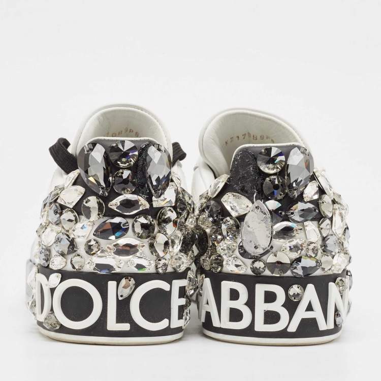 Pre Owned Dolce & Gabbana White Leather Portofino Lace Up Sneakers Size 39