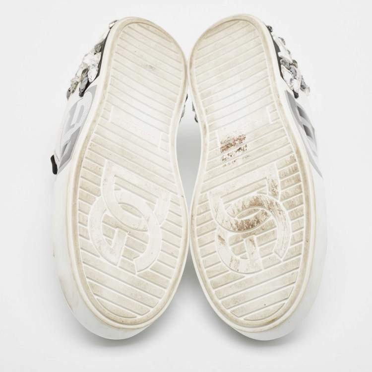 Pre Owned Dolce & Gabbana White Leather Portofino Lace Up Sneakers Size 39