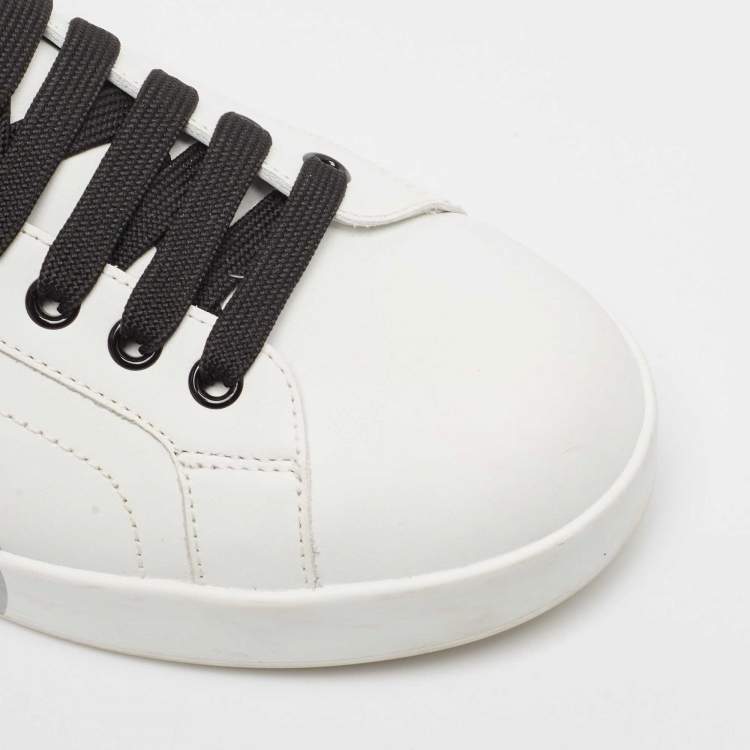 Pre Owned Dolce & Gabbana White Leather Portofino Lace Up Sneakers Size 39