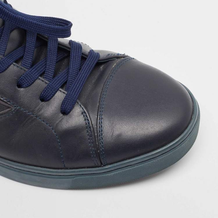 Pre Owned Dolce & Gabbana Navy Blue Leather High Top Sneakers Size 42