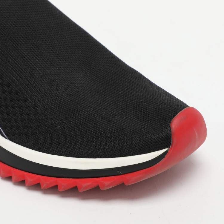 Pre Owned Dolce & Gabbana Black Knit Fabric Sorrento Slip On Sneakers Size 37.5