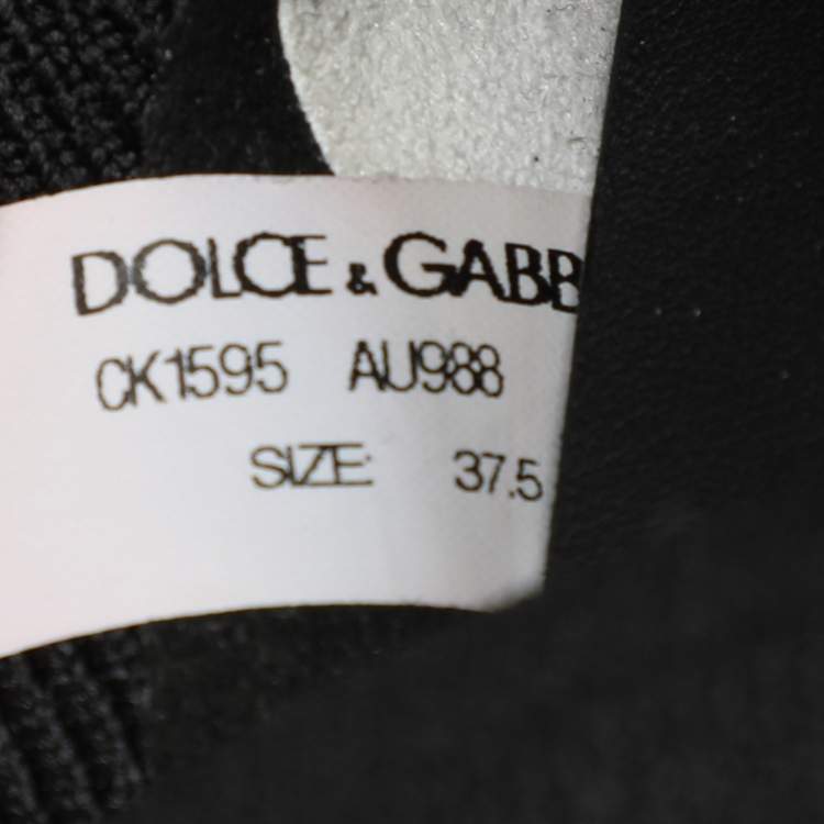 Pre Owned Dolce & Gabbana Black Knit Fabric Sorrento Slip On Sneakers Size 37.5