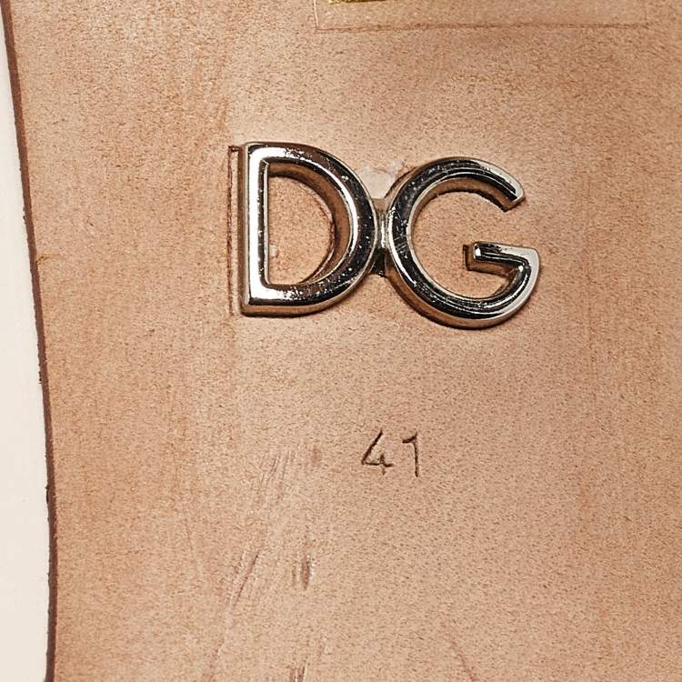 Pre Owned Dolce & Gabbana Cream Leather Crystal Embellished Pumps Size 41
