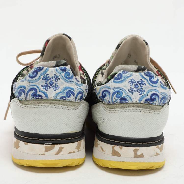 Pre Owned Dolce & Gabbana Multicolor Leather and Mesh Mix and Match Low Top Sneakers Size 40