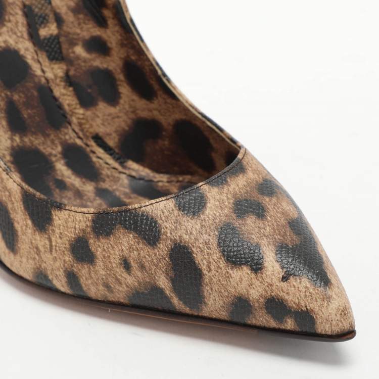 Pre Owned Dolce & Gabbana Brown Leopard Print Leather Pumps Size 39