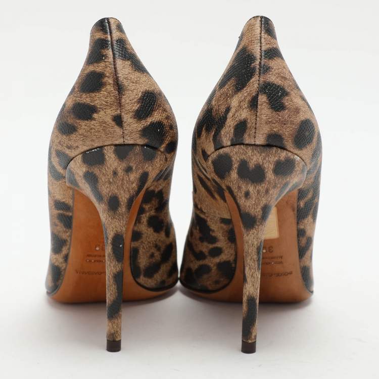 Pre Owned Dolce & Gabbana Brown Leopard Print Leather Pumps Size 39