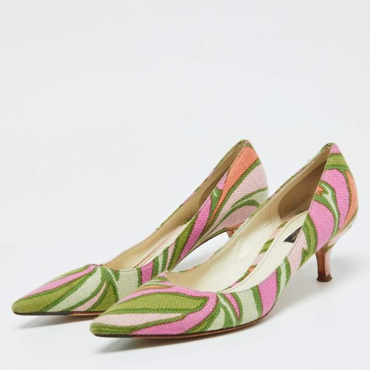 Pre Owned Dolce & Gabbana Multicolor Fabric Pointed Toe Pumps Size 37