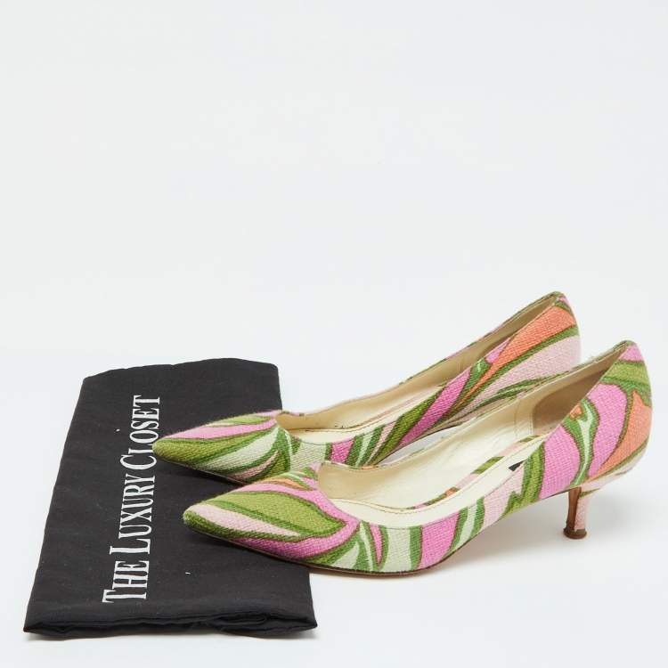 Pre Owned Dolce & Gabbana Multicolor Fabric Pointed Toe Pumps Size 37