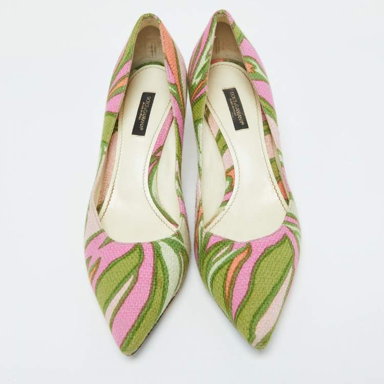 Pre Owned Dolce & Gabbana Multicolor Fabric Pointed Toe Pumps Size 37
