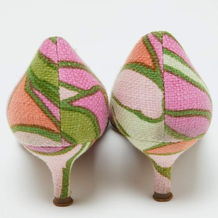 Pre Owned Dolce & Gabbana Multicolor Fabric Pointed Toe Pumps Size 37