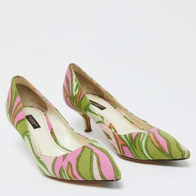 Pre Owned Dolce & Gabbana Multicolor Fabric Pointed Toe Pumps Size 37