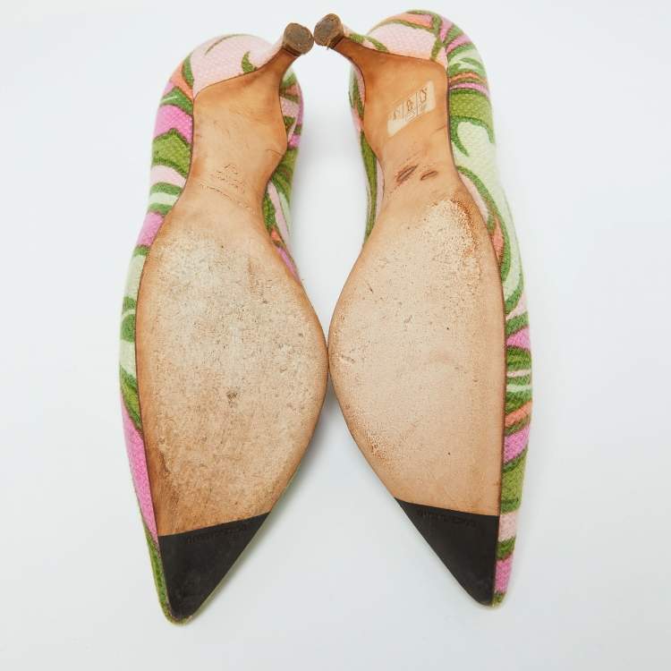 Pre Owned Dolce & Gabbana Multicolor Fabric Pointed Toe Pumps Size 37