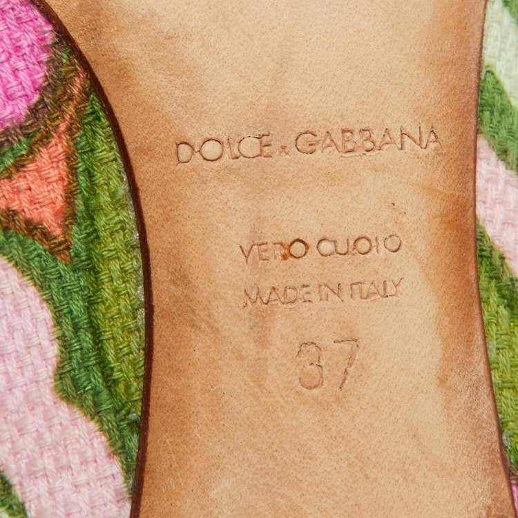 Pre Owned Dolce & Gabbana Multicolor Fabric Pointed Toe Pumps Size 37