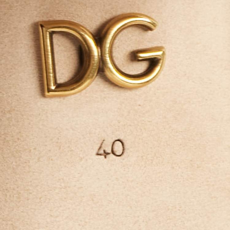 Pre Owned Dolce & Gabbana Beige Leather Slide Sandals Size 40