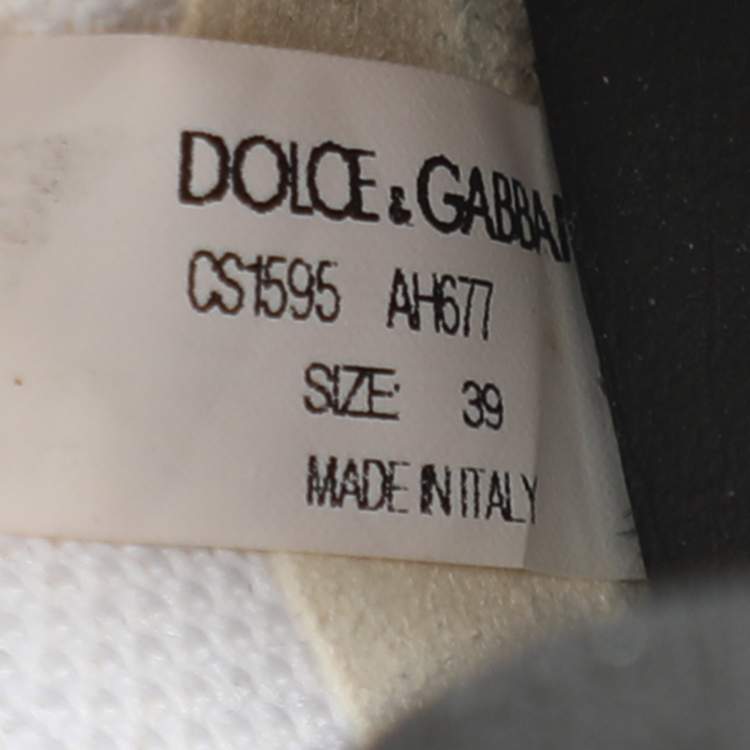Pre Owned Dolce & Gabbana White Knit Fabric Sorrento Slip On Sneakers Size 39