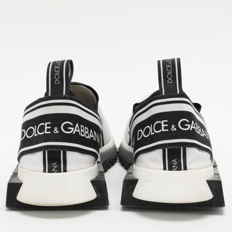 Pre Owned Dolce & Gabbana White Knit Fabric Sorrento Slip On Sneakers Size 39