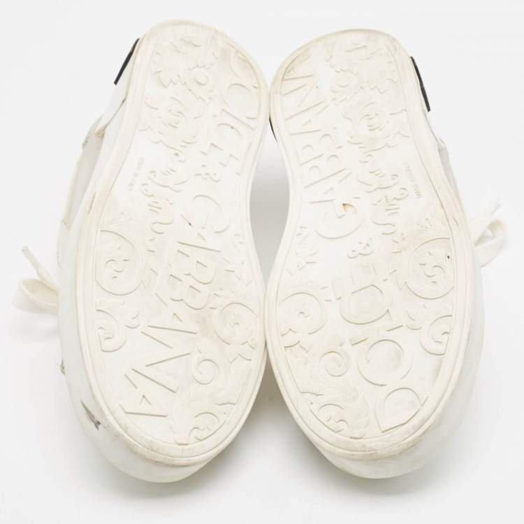 Pre Owned Dolce & Gabbana White Leather and Mesh Low Top Sneakers Size 37.5
