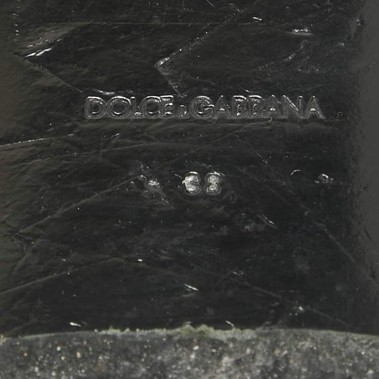 Pre Owned Dolce & Gabbana Black Denim Logo Slide Flats Size 38