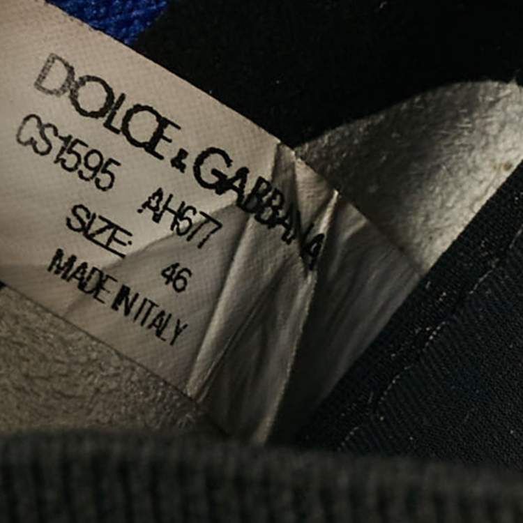 Pre Owned Dolce & Gabbana Blue Knit Fabric Sorrento Slip On Sneakers Size 46