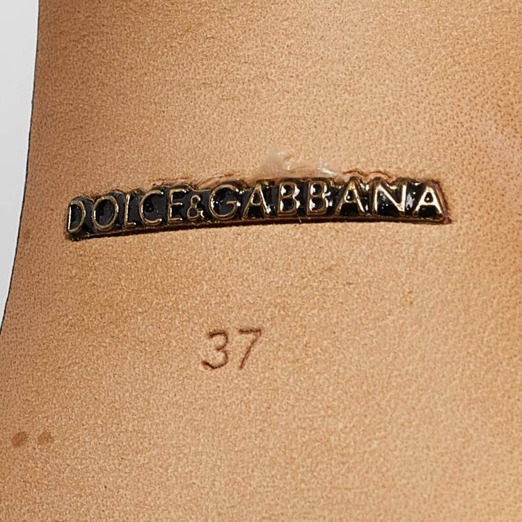 Pre Owned Dolce & Gabbana Metallic Floral Print Leather Ankle Strap Pumps Size 37