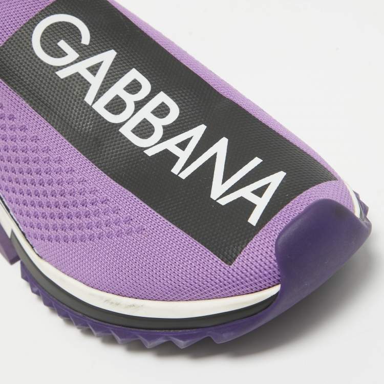 Pre Owned Dolce & Gabbana Purple Fabric Sorrento Slip On Sneakers Size 39