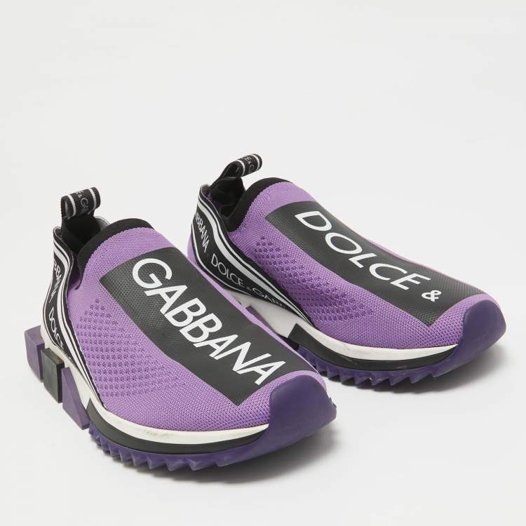 Pre Owned Dolce & Gabbana Purple Fabric Sorrento Slip On Sneakers Size 39