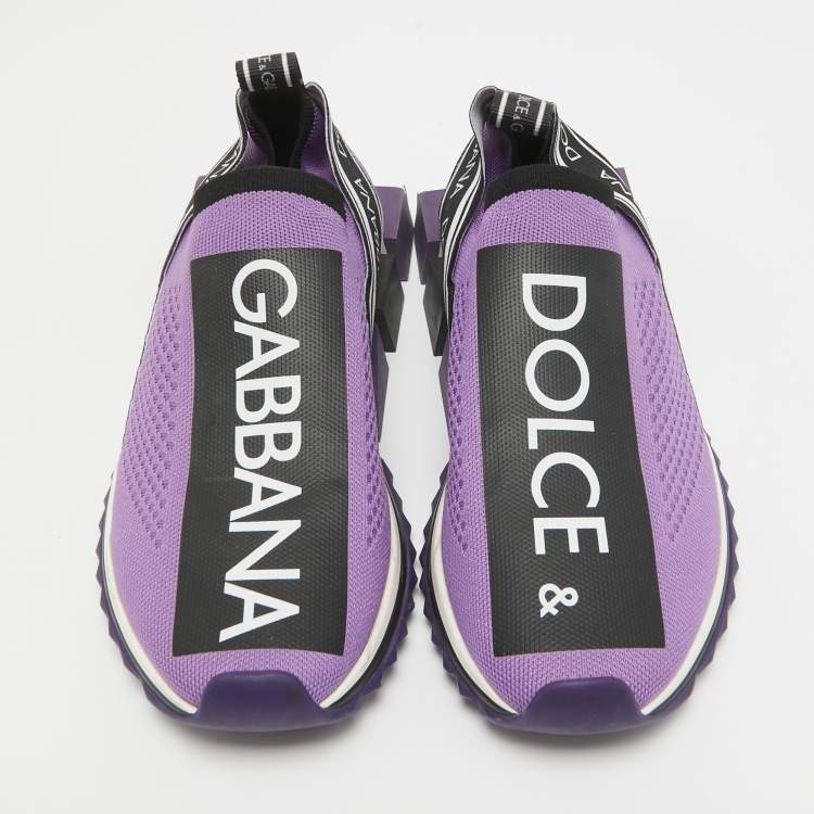 Pre Owned Dolce & Gabbana Purple Fabric Sorrento Slip On Sneakers Size 39