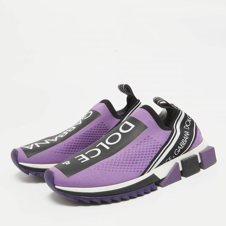 Pre Owned Dolce & Gabbana Purple Fabric Sorrento Slip On Sneakers Size 39