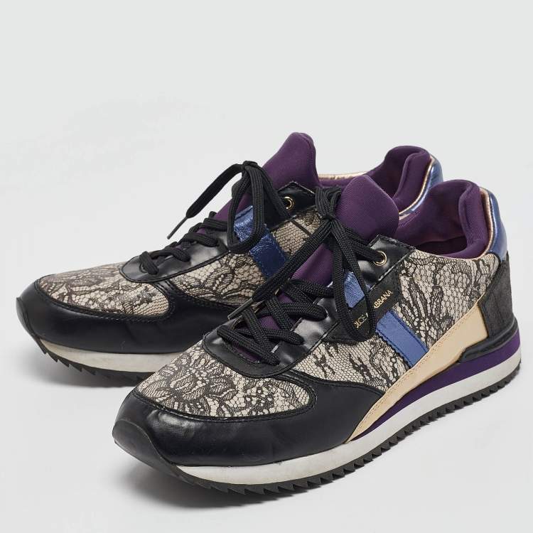 مملوكة مسبقًا Dolce & Gabbana Multicolor Mesh and Leather Low Top Sneakers Size 39