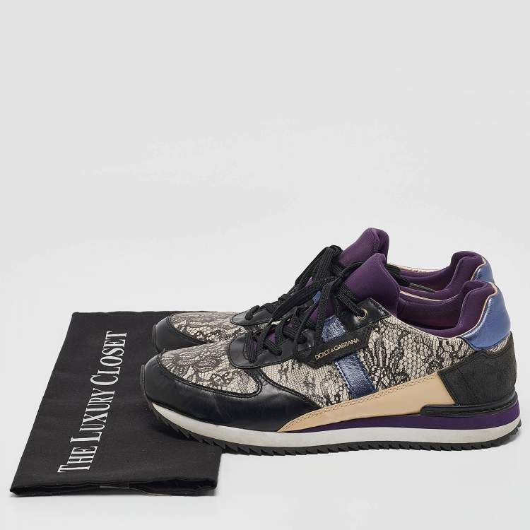 مملوكة مسبقًا Dolce & Gabbana Multicolor Mesh and Leather Low Top Sneakers Size 39