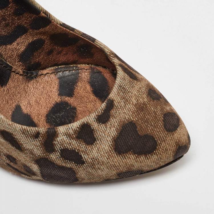 Pre Owned Dolce & Gabbana Brown Canvas Leopard Print Pumps Size 37